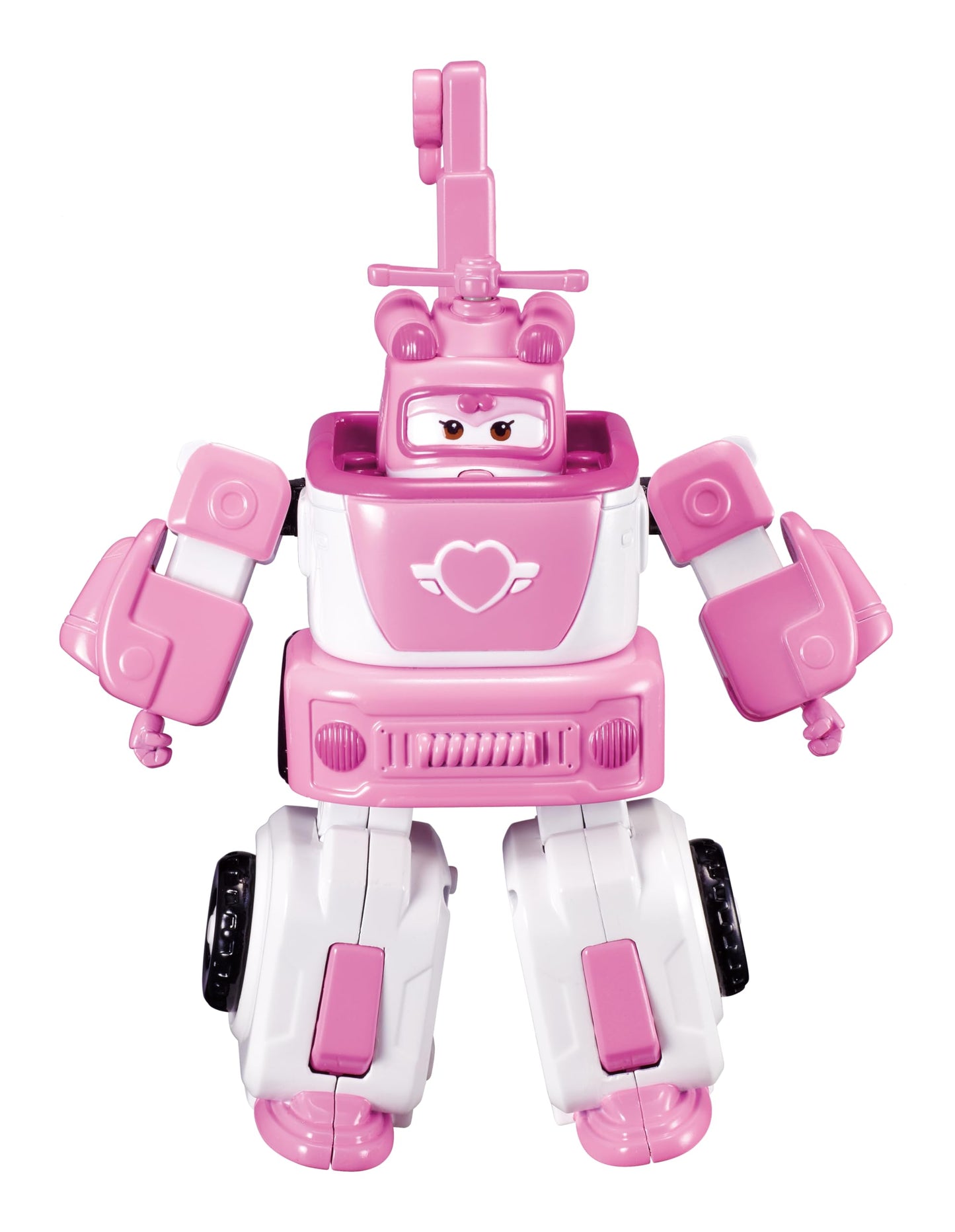 Super Wings - 7' Dizzy's Rescue Tow with 2' Pink Transform-a-Bot Mini Figure,Transforming Airplane Toy Vehicle Set,Toy for 3 4 5 Year Old Boys and Girls,US720314
