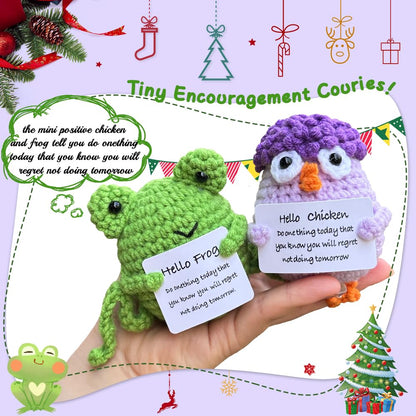 25PCS Positive Crochet Animals Bulk, Mother's Day Basket Stuffers, Employee Appreciation Gifts Bulk, Inspirational Crochet Animals Birthday Gifts for Women Men, Team Staff Teacher Appreciation Gift