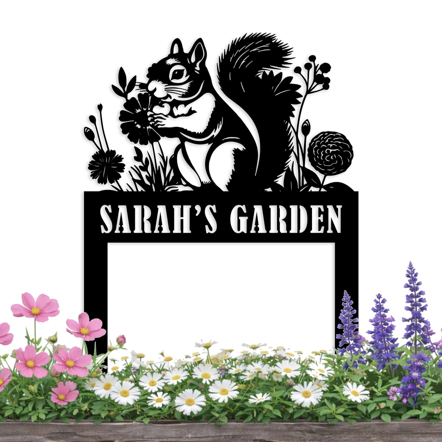 Personalized Squirrel Metal Garden Stake Sign, Custom Animal Themed Garden Metal Stake, Customized Garden Signs Decorative Outdoor, Farmhouse Yard Art, Flower Bed Decor, Gift for Gardener