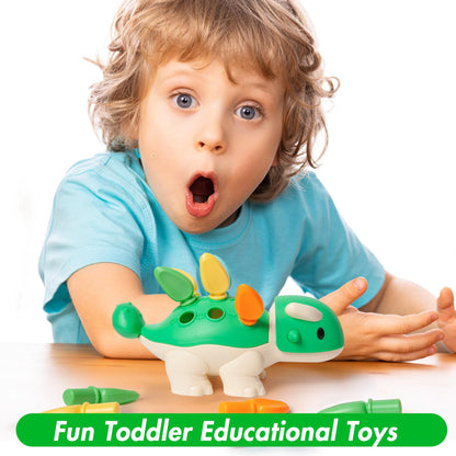 Hirger Fine Motor Dinosaur: Sensory Toys for Toddler 1-3 Year Old, Montessori Preschool Learning Educational Toy for Baby 12 Month Birthday Gift