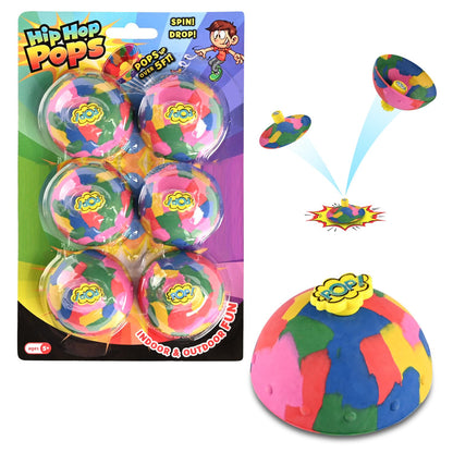 6in1 Bounce Bowls Ball Fidget Toy for Kids & Adults Spinning Stress Relief, Pop Up Outdoor Game Sports Fingertip Toy for School, Birthday Party Favors, Goodie Bag Fillers for Boys and Girls