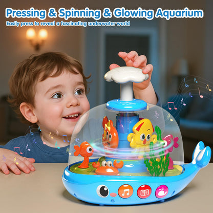 Baby Toys 6-12 Months, Press & Glow & Spin Infant Toys, Cause and Effect Baby Musical Toys Educational Toy for 1 Year Old, 1st Birthday Gifts for 6 7 8 9 10 11 12Month