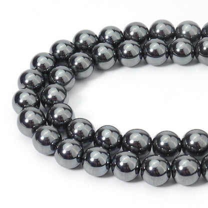 Siomia 60pcs 6mm Natural Black Hematite Beads Energy Healing Crystal Round Loose Stone Beads for Jewelry Making, DIY Bracelets Necklaces