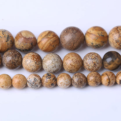 36PCS 10MM Pictures Jaspers Stone Beads Energy Healing Beads for DIY Jewelry Bracelet Necklace Making for Jewelry Making 15" (Pictures Jaspers, 6MM)