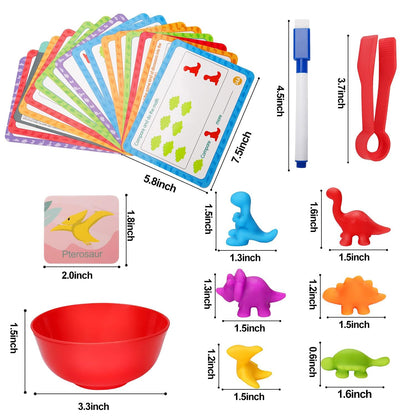 Counting Dinosaurs Montessori Toys for 3 4 5 Years Old Boys Girls Toddler Manipulatives Preschool Learning Activities Kindergarten Educational Sensory Fine Motor Skills Toys for Kids Ages 2-4 3-5 4-8