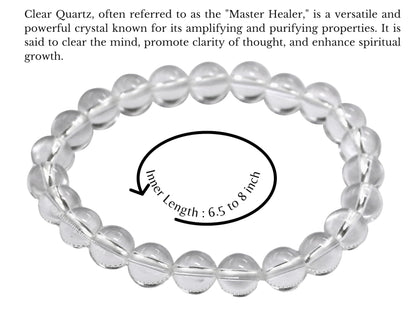 Amazing Gemstone Crystal Bracelet for Women Men's Gifts - Protection Healing Crystal Bracelet - 8mm Gemstone Beaded Stretchable Bracelet Pulseras Para Hombres Mujer Stocking Stuffers Mothers Day Gift (Clear Quartz)