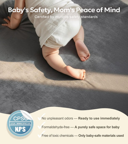 Mallify 1.3" Thick Baby Play Mat for Floor, 50''x50'' Cooling Mat with Dual Surface Removable Cover, Soft Velvet Playpen Mat for Tummy Time, Non-Slip Backing Crawling Mat for Toddlers, Infants