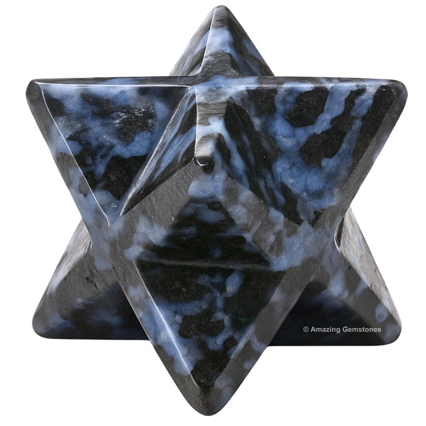 Amazing Gemstone Indigo Gabbro Merkaba Crystal - 0.75 Inches Metaphysical Merkaba Star for Meditation - Energetic Tetrahedron Crystal and Healing Stones for Spiritual Growth and Healing (15-20mm)
