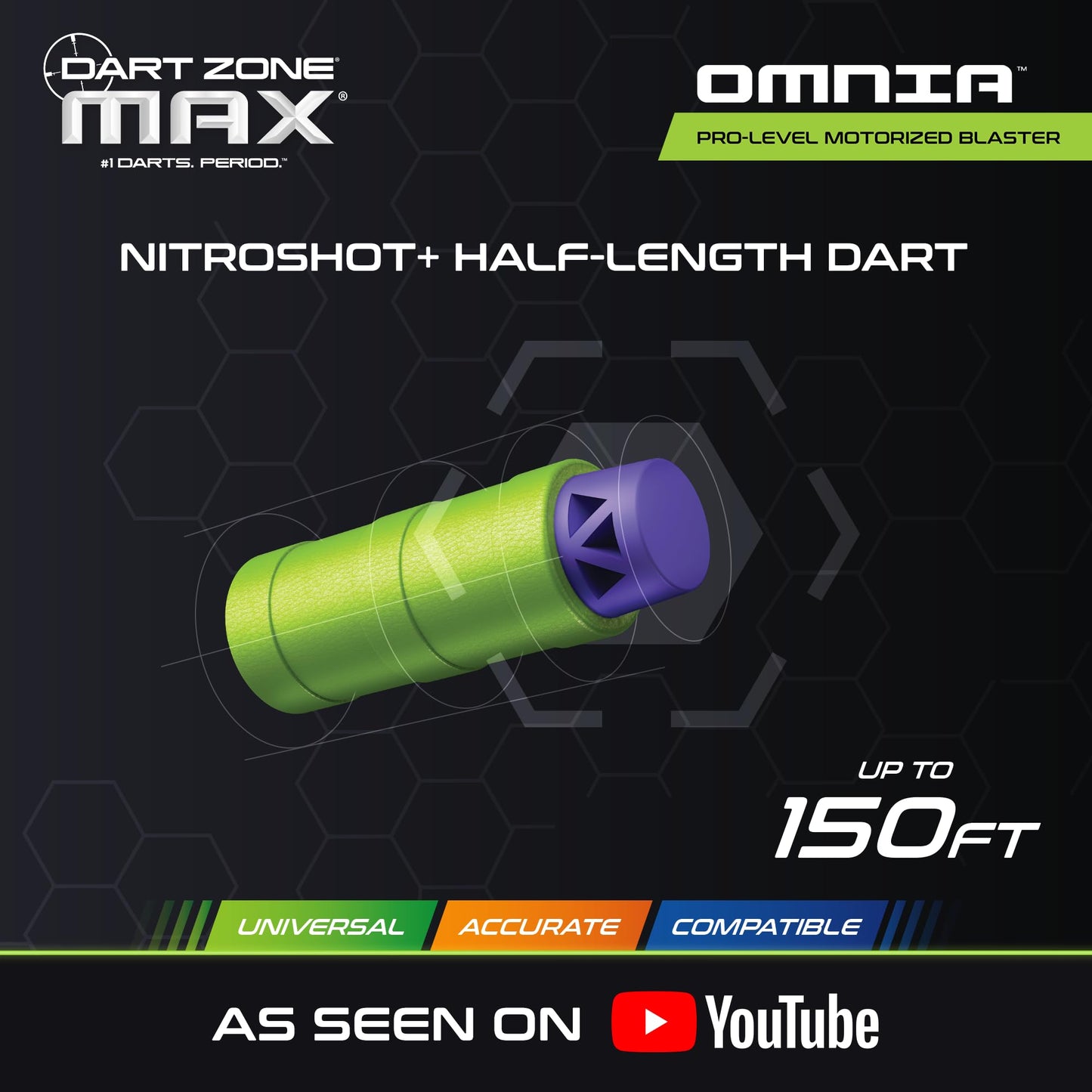 Dart Zone Max Omnia Pro Gen 3 Foam Dart Blaster–150 FPS Full Auto Foam Dart Blaster for Adults–Electric Foam Blaster–Elite Blaster for Ages 14+ with 30 Half Length Darts, Sight, Mags, Stock & Eyewear