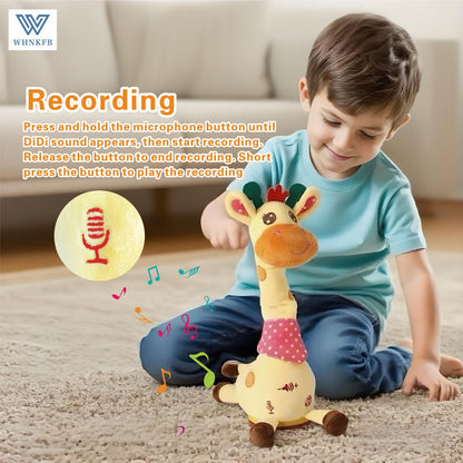 WHNKFB Dancing Giraffe Plush Baby Toy 6-12 Months - Talking Giraffe Stuffed Animal Singing Songs & Repeat What You Say, Musical Light Up Toy for Toddlers 1-3 Years Boy Girl, Soft Interactive Gift