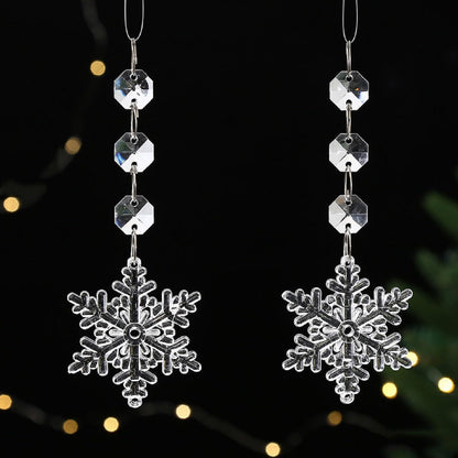 MIAO JIN 20 Pcs Plastic Winter Snowflake Drip Ornaments Xmas Tree Hanging Decorations for Christmas Tree Wedding Birthday Party Home Window Door Decorations (Transparency)