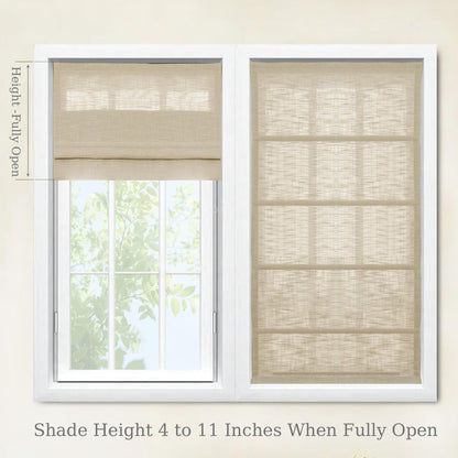 DotheDrape Linen Roman Shades for Windows Custom Cordless Blinds for Indoor Windows, French Doors, Bedroom, Living Room, Bathroom, Light Khahi