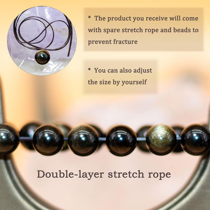DAZCOLO 8mm Natural Gemstone Stretch Bracelet, Handmade Unisex Crystal Bracelets for Meditation, Yoga, Spiritual Healing & Positive Energy (Golden Obsidian)