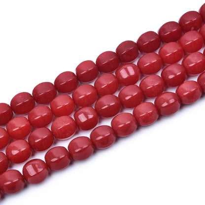 HAAMIIQII 12mm Red Jade Polygon Shape Stone Spacer Beads, Loose Gemstone Beads for Jewelry Making, DIY Bracelet, Necklace, Healing Crystal 15 Inch (30pcs)