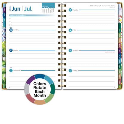 HARDCOVER Academic Year 2026-2027 Planner: 14 Months (May 2026 Through June 2027) 5.5"x 8" Daily Weekly Monthly Planner Yearly Agenda. Bookmark, Pocket Folder and Sticky Note Set (Tree Seasons)