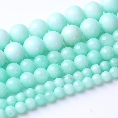 32PCS 10MM Amazonite Blue Jade Stone Beads Energy Healing Beads for DIY Jewelry Bracelet Necklace Making for Jewelry Making 15Inch