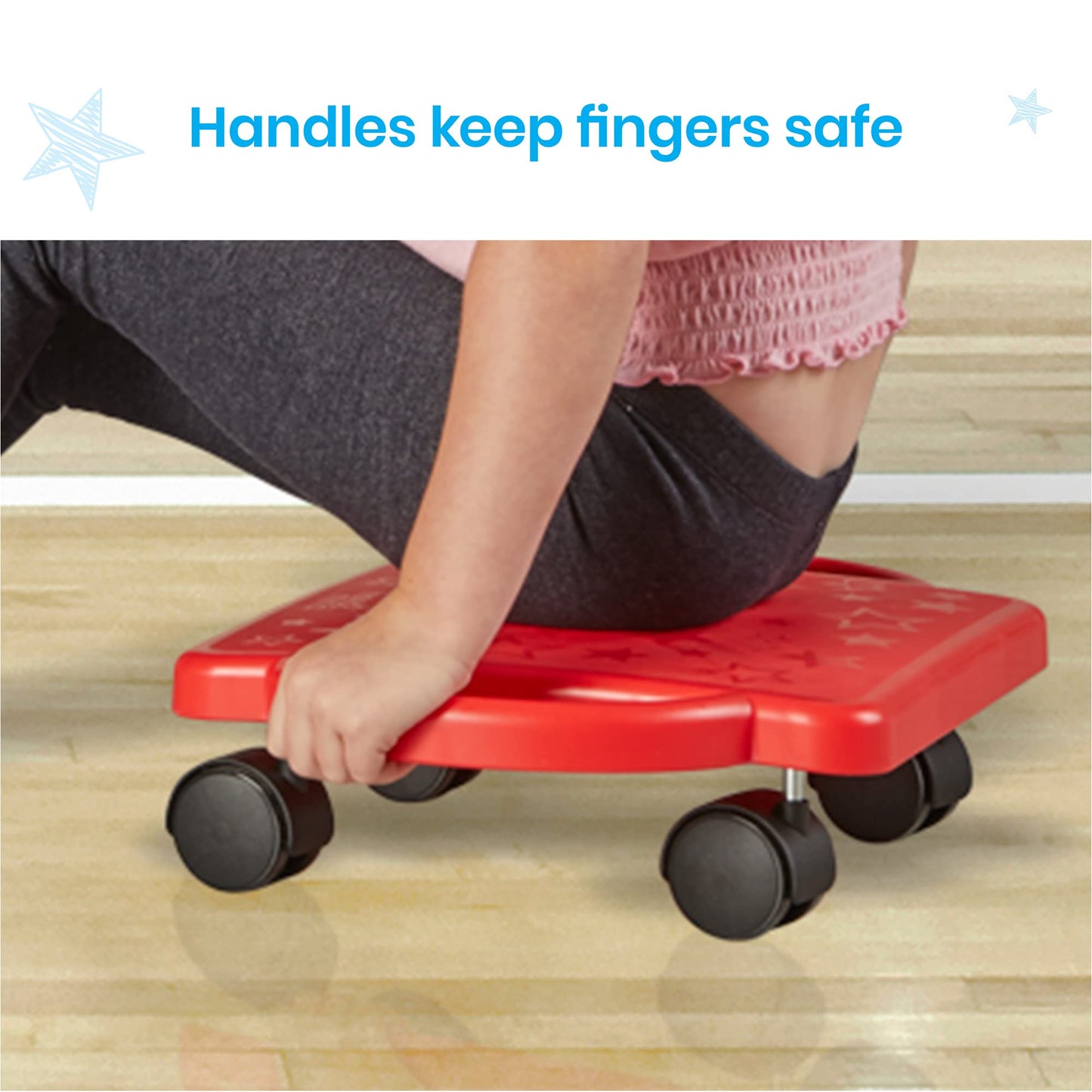 hand2mind Blue Indoor Scooter Board with Handles, Sit Down Floor Scooter, Gym Activities for Kids, Indoor Sport Recess Games, Physical Education Equipment, Gross Motor Toys