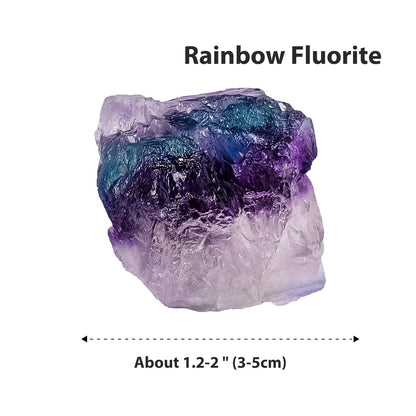 Apengshi 1.2-2'' Rainbow Fluorite Raw Stone Natural Crystal Healing Crystal and Stone Rough Rocks for Fountain Home Garden Decor Meditation