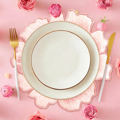 24 Disposable Floral Paper Placemats - Rose Flower Design for Tea Party Dining Table Decoration, Summer Wedding Receptions, Bridal Showers, Baby Showers, Birthday Celebrations, Garden Brunch Parties