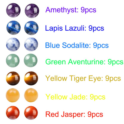 HAAMIIQII 60pcs 6mm 7 Chakra Natural Stone Beads Polished Round Loose Gemstone Beads for Jewelry Making Strand 15 Inch