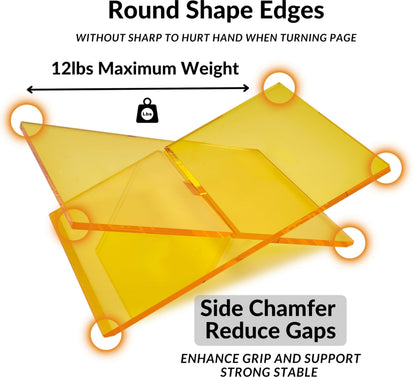 Honygebia Gold Acrylic Book Stands - Cross Frame Acrylic Book Holder, Open Bookstand for Display and Reading, Suitable for Art, Bible, Cookbook, Easel, Magazine, Textbooks 12.5" x 9.5" x 5.5"