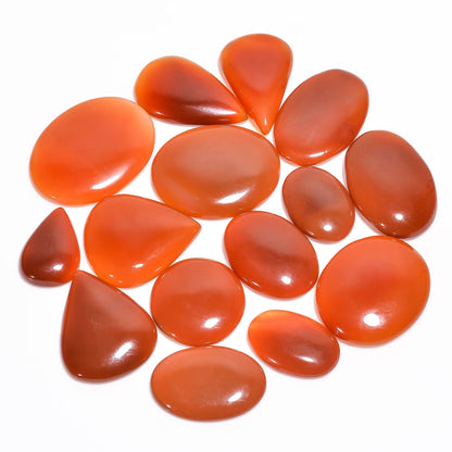 Natural Carnelian Gemstone- Healing Crystals for DIY Jewelry Making -Loose Natural Cabochon -Perfect for Crafting Unique Jewelry Designs (5 pcs, 25-35 mm)