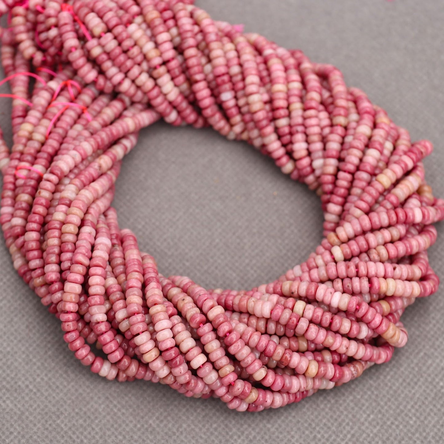 BONNY BOXX 1 Strand (150PCs) Natural 2 * 4mm Rhodochrosite Rondelle Beads, Natural Abacus Disk Stone Beads Loose Spacer Gemstone for DIY Bracelet Necklace Jewelry Making