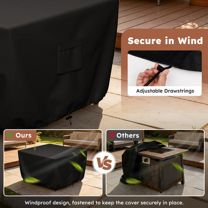 MR. COVER Square Fire Pit Cover 30 Inch, Heavy Duty 600D Waterproof Fire Pit Table Cover, Rip-Proof Fade Resistant Outdoor Firepit Cover with Drawstring & Air Vent, Fits