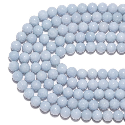 10mm Natural Aquamarine Gemstone Beads Polished Round Smooth Stone Beads for Bracelets Jewelry Making 15inch Loose Beads