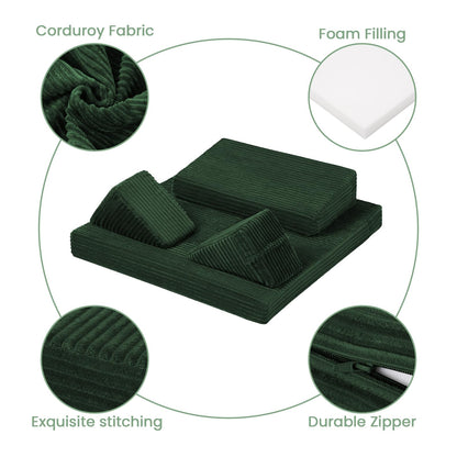 PRIMEPATIO Meditation Cushion Set, Meditation Pillow for Sitting on Floor, Large Yoga Pillow with Knee Support, Washable Zafu Meditation Mat, 3 Shapes Floor Pillow for Adults, Green