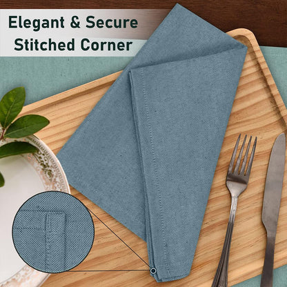 Ruvanti Cloth Napkins Set of 12, 18x18 Reusable Napkins Cloth Washable, Soft & Durable Table Napkin, Poly Cotton Fabric Dinner Napkins for Parties, Christmas, Thanksgiving, Weddings - Teal