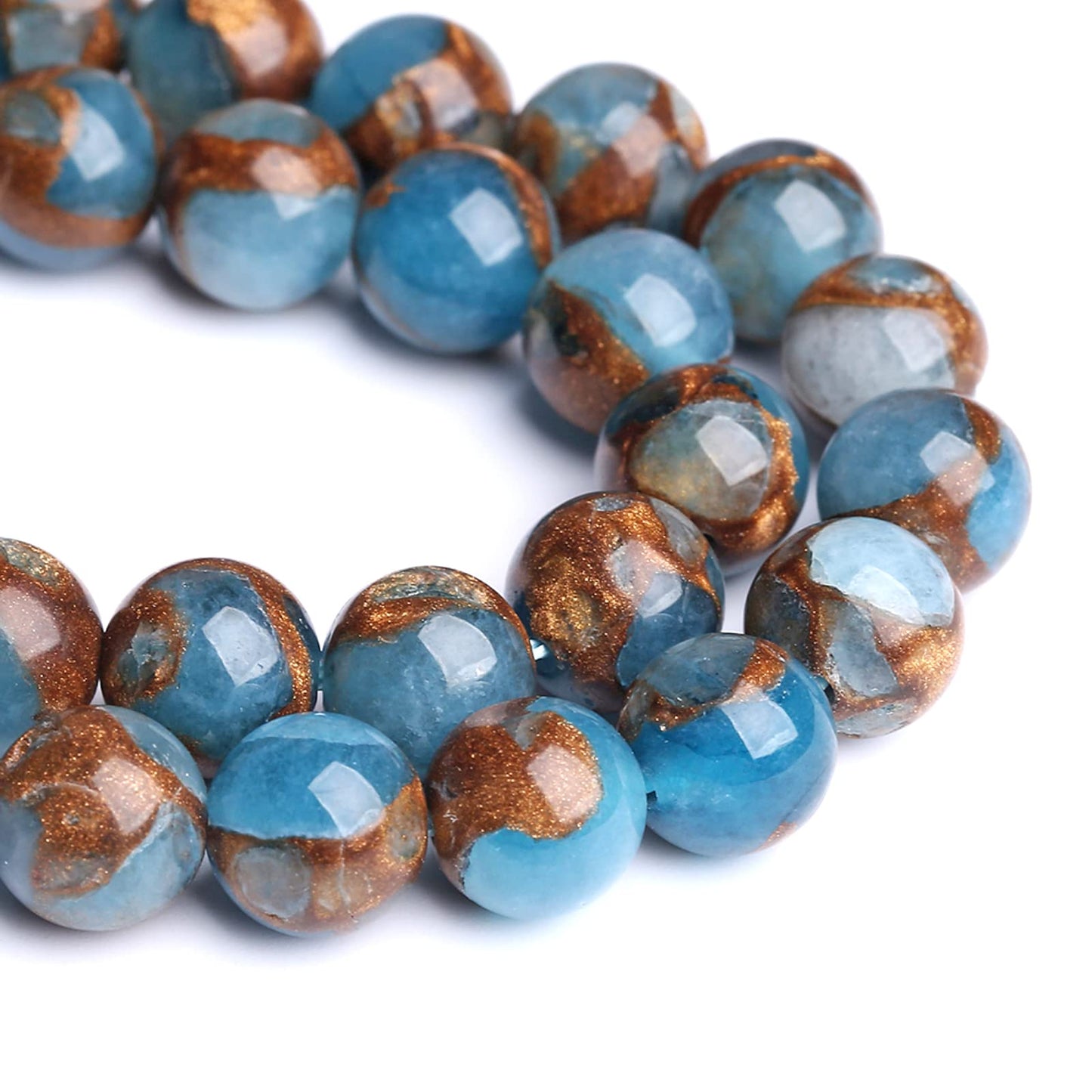 6mm 60pcs Lake Blue Cloisonne Craft Spacer Loose Beads for Jewelry Making DIY Bracelet