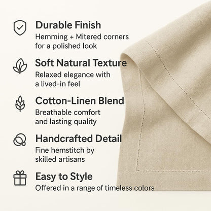 Home Ekaa Red Cotton Linen Dinner Napkins Set of 4 – Hemstitch Cloth Napkins 20x20 Inch – Washable Fabric for Dining, Mothers Day, Gifting, Holiday & Everyday Décor – Serena