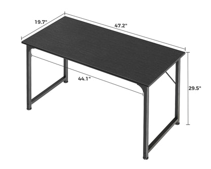 Huuger 48 Inch Office & Gaming Desk with Storage, Modern Simple Design, Large Legroom, Black Metal Frame