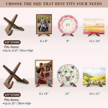 ANBOXIT Plate Stand for Display - 6.5 Inch Plate Holder Display Stand, Wooden Picture Frame Holder, Decorative Table Top Easels