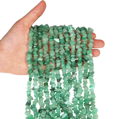 Natural Chip Stone Beads 450pcs Green Aventurine Chips 5-8mm Genuine Real Irregular Healing Crystal Rocks Hole Drilled DIY Loose Gemstone Beads for Jewelry Making Bracelet Earrings Necklace Crafting