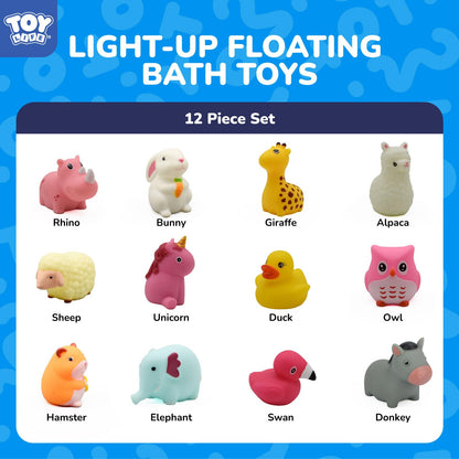 TOY Life 12 PCS Animals Light Up Bath Toys for Kids Ages 4-8, No Hole Glow Bath Toys for Kids, Baby Toddler Bath-Time, Bathtub Toy Gifts for Kids Girls Boys, Ideal for Shower, Bathtub, Pool