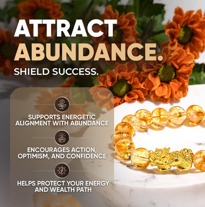 Conscious Items The Ultimate Wealth Bracelet, Citrine Crystal & Pixiu Bracelet for Prosperity & Protection, Abundance Manifesting Bracelets with Prosperity Stone, Wealth Amulet for Men & Women