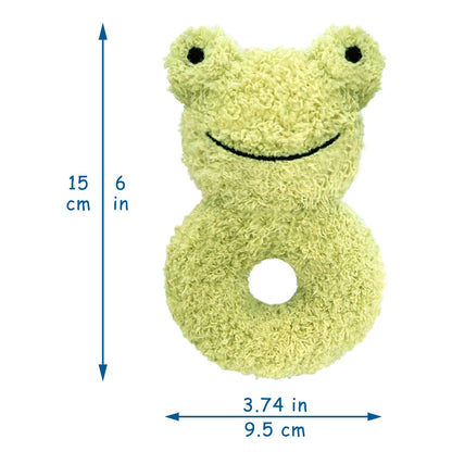 Doindute Baby Frog Soft Rattle Toy, Plush Frog Infant Shaker Rattle Easy-Grasp Stuffed Animal Toy, Gifts for Newborns Babies Toddlers Boys Girls, Green, 6 Inches