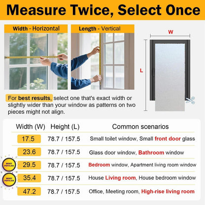 Dwersty Frosted Glass Window Privacy Film Decorative, Bathroom Window Privacy Film for Glass Windows Cover, Static Cling, Removable, Reusable, Anti-UV, Anti-Glare, Heat Blocking, 17.5 by 78.74 inch