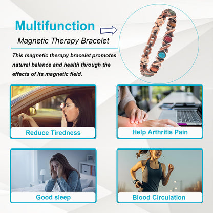 EnerMagiX Copper Bracelets for Women, 7.28-8.46inch Colorful Turquoise Adjustable Bracelets with Magnets,Mother's Day Jewelry Gifts