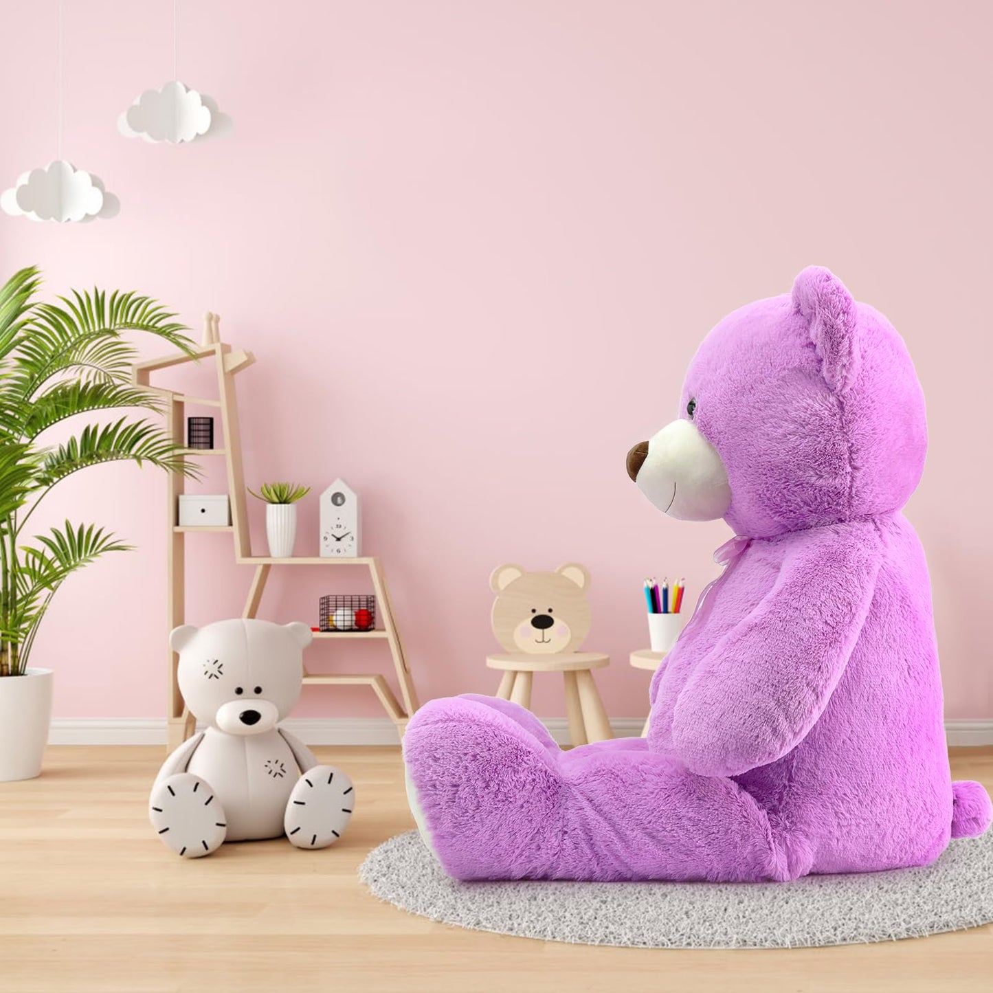Toys Studio Ultra Soft Teddy Bear 51 inch Giant Stuffed Animal Large Stuffed Bear Plush Toy for Girls Mother's Day Valentines Gifts Christmas Kids Baby Shower, Purple