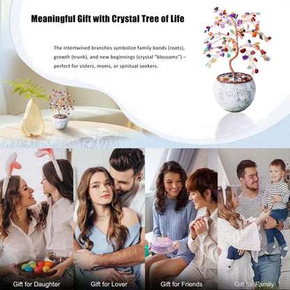 Runyangshi Chakra Crystal Tree of Life - 8" Large Natural Healing Crystal Tree, Bringing Money, Good Luck, Positive Energy for Home Decor, Feng Shui Gifts, Office Desk Ornament