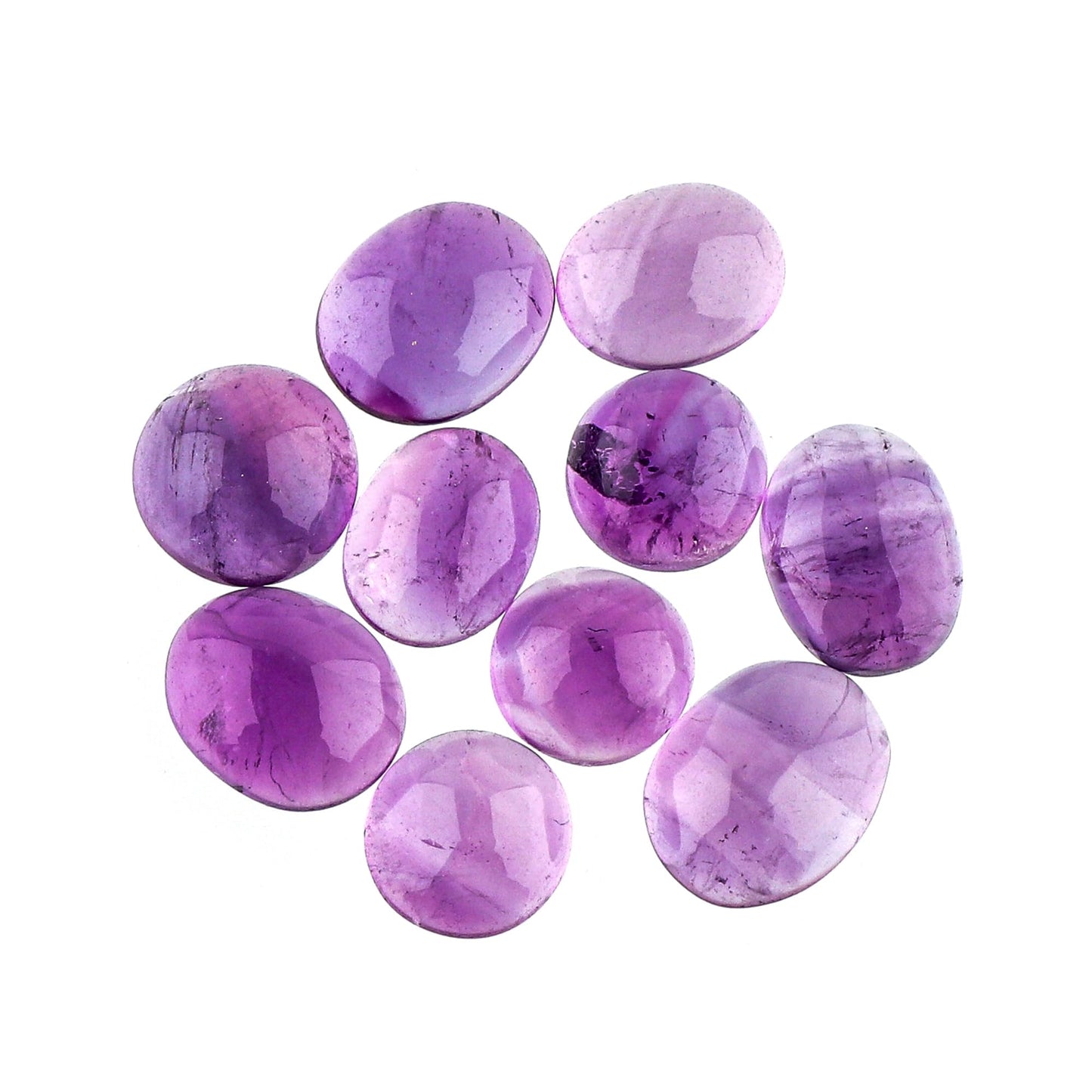 CRYSTALIS Wholesale 10pcs Natural Amethyst Loose Gemstone Bulk Cabochons Jewelry Making Supply, Chakra Healing Polished Stones, Wire Wrapping, DIY, Gem Collection, Mix-Shape, 6-10mm