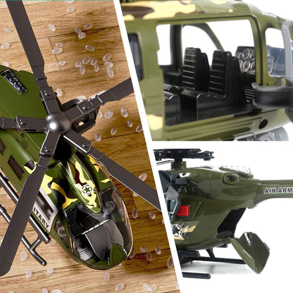 GreenToys Helicopter 15-in Military Airplane Toys for Kids with Hanging Basket Sounds and Lights for Boys Ages 3 4 5 6 7