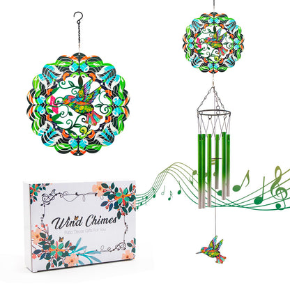 Wind Chimes with Hummingbird Wind Spinner, Gifts for Men, Women, Retirement, Teacher, Parents - Outdoor Hanging Decor Clearance for Garden, Patio, Backyard Or Porch