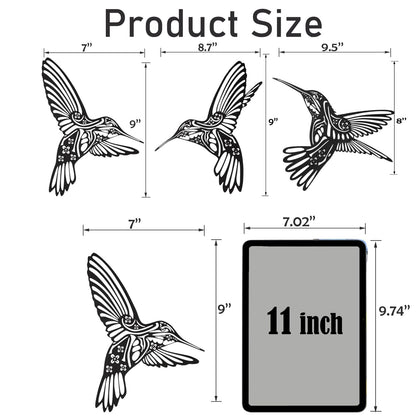 QZGXDECO Set of 3 Metal Hummingbird Wall Decor, 3D Iron Bird Wall Art for Outdoor Garden Fence, Patio & Yard Decorations, Large Hanging Sculptures for Living Room & Home, Gifts for Bird Lovers