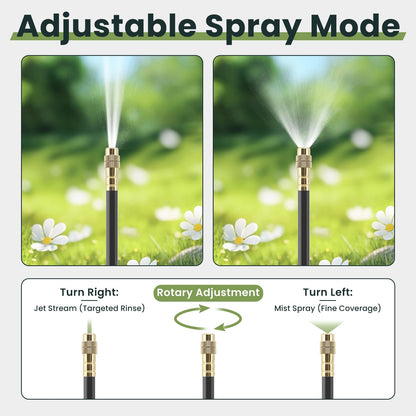 100FT Automatic Drip Irrigation Kits with Water Timer - Garden Watering System with 360° Bendable Spray Adjustable Copper Atomizing Nozzles for Yard, Lawn, Raised Bed, Greenhouse, Potted Plants