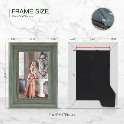 XUANLUO 3 Pack 4x6 Inch Picture Frames Farmhouse Rustic Vintage Distressed Wood Grain Photo Frame with HD plastic cover for Table Top Display and Wall Hanging