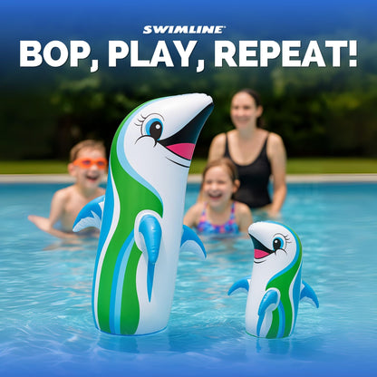 SWIMLINE Inflatable Bop Bag Pool Float – Fun Poolside Activity for Groups, Dancing Dolphin, Large 36"